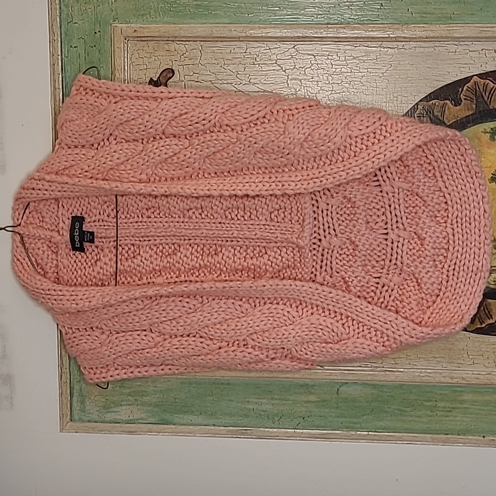 Bebe vintage XS thick knitted shrug in a beautiful light flamingo pink